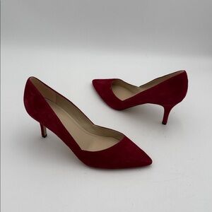 Marc Fisher Deep Red Suede Heels shoe women 10M casual event party slip on Y2K